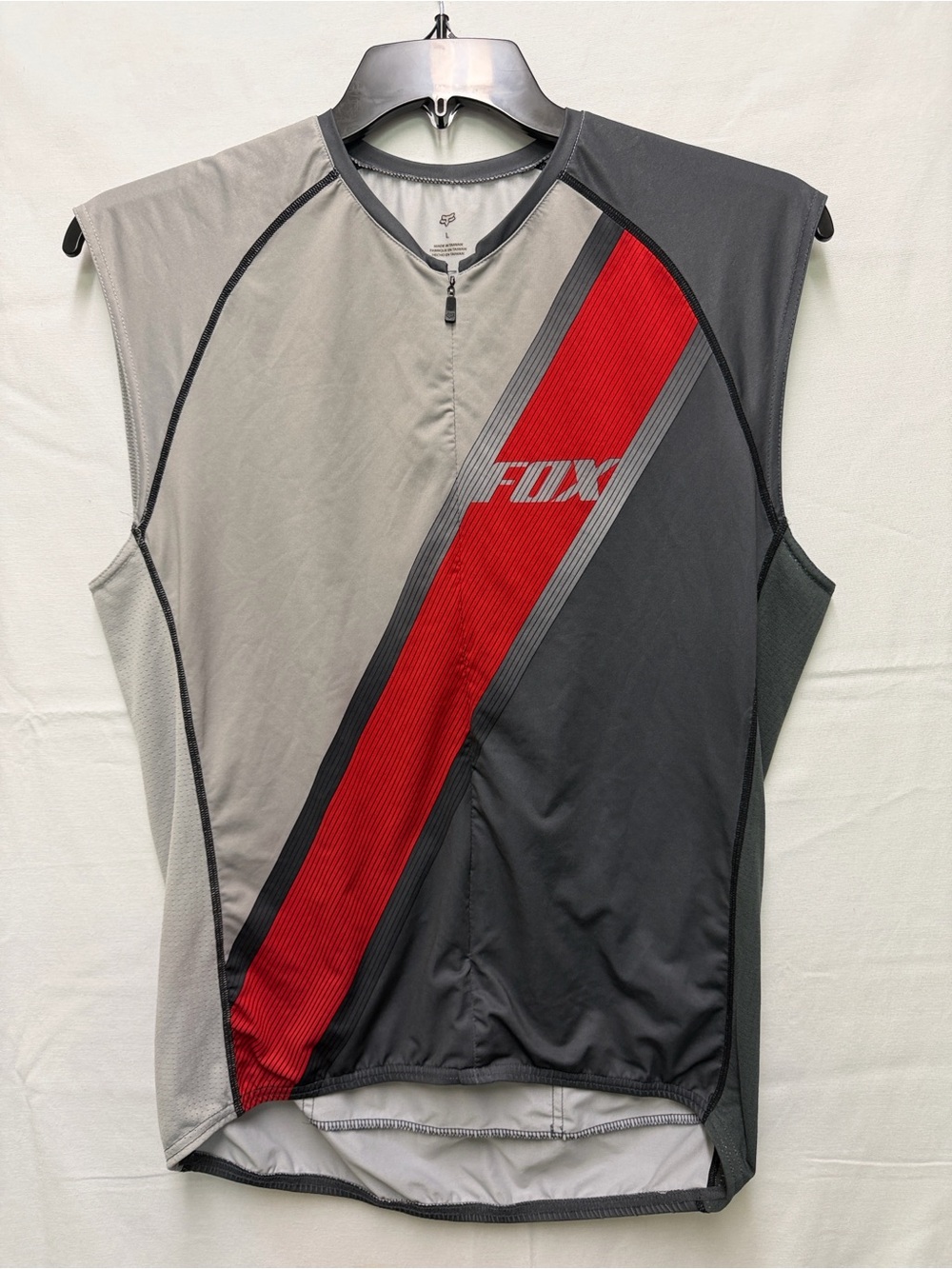 Fox Men's Sleeveless Cycling Top - Gray & Red